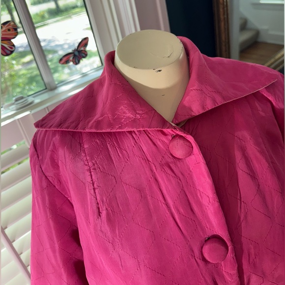 Vintage A Marfay Original Fuchsia Quilted Jacket Floral patch appliqué - Picture 6 of 15